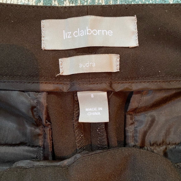 Liz Claiborne Audra Brown Wide Leg Pants Size 8 Belt Office Siren Trouser Career - Picture 12 of 16